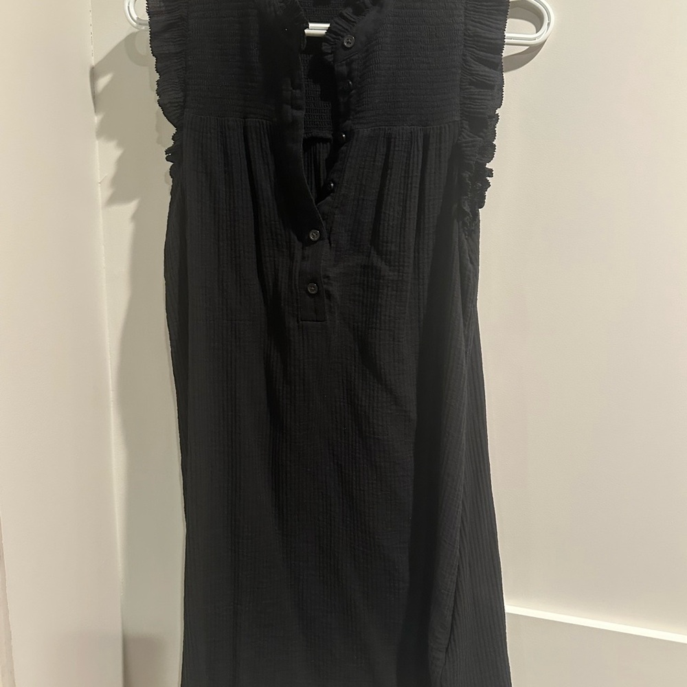 J Crew Black Sleeveless Ruffle Dress